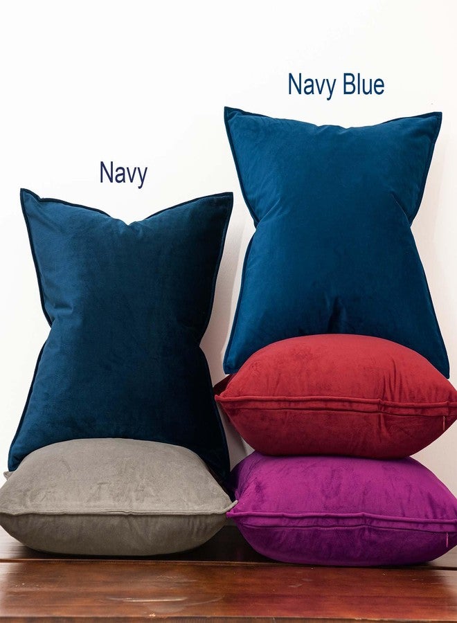 JUSPURBET طقم أغطية وسائد من جاسبوربيت، مقاس 16×24 بوصة، قطعتان، أغطية وسائد زينة للأريكة والسرير، مصنوعة من المخمل الناعم، أغطية وسائد قطنية مع سحاب مخفي، لون كحلي، لتزيين غرفة المعيشة - Image 3